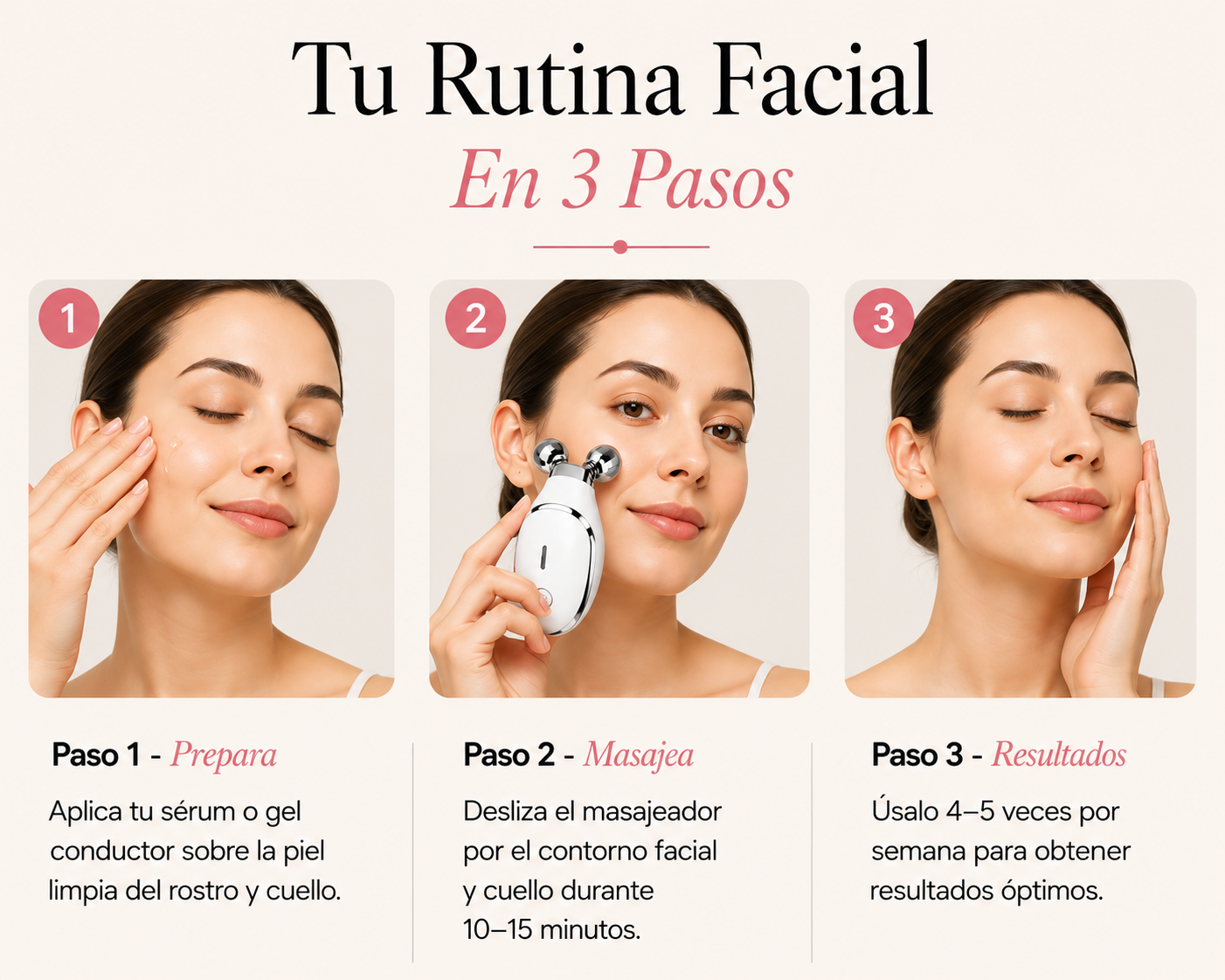 Masajeador Facial EMS con Microcorriente de Doble Cabezal