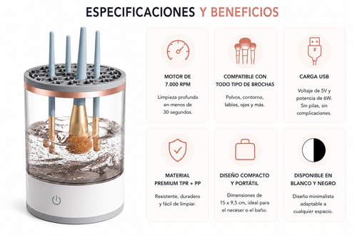 Limpiador Eléctrico de Brochas de Maquillaje